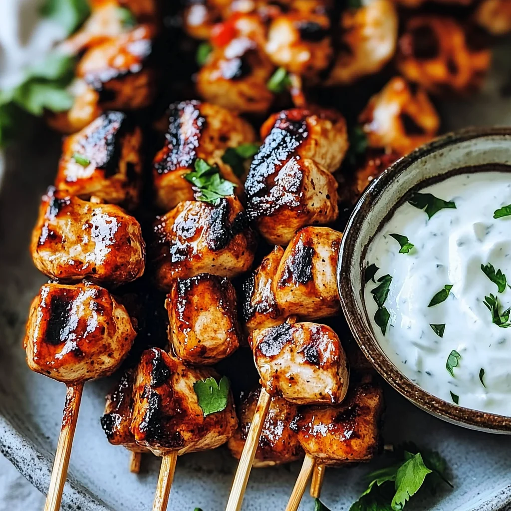 BBQ Chicken Skewers with Yogurt Dip