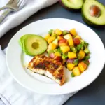 Grilled Mahi Mahi with Grilled Avocado Peach Salsa