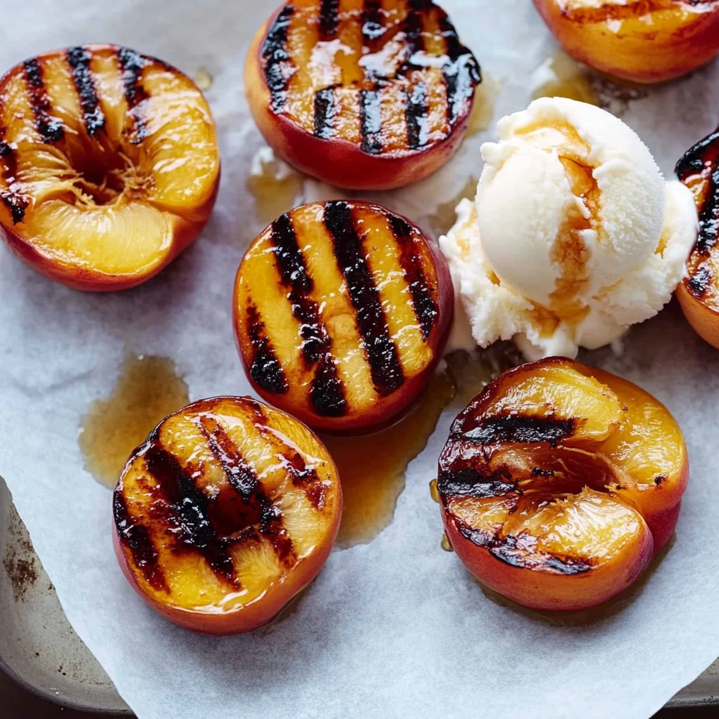 Grilled Peaches with Vanilla Ice Cream