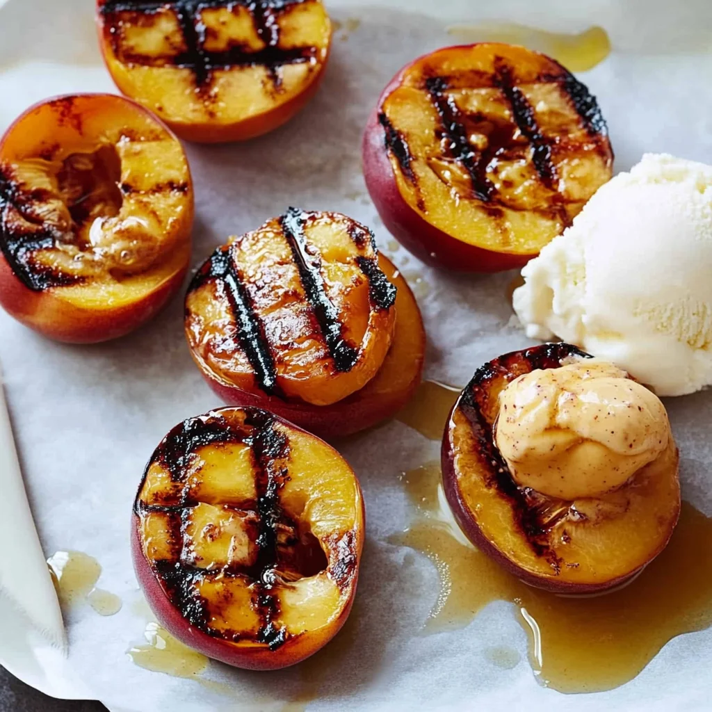 Grilled Peaches with Vanilla Ice Cream