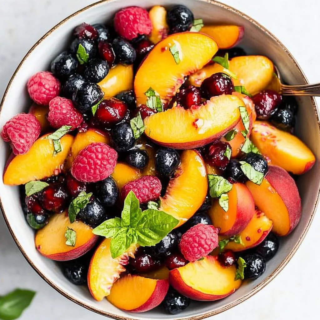 Honey Lime Basil Peach Fruit Salad