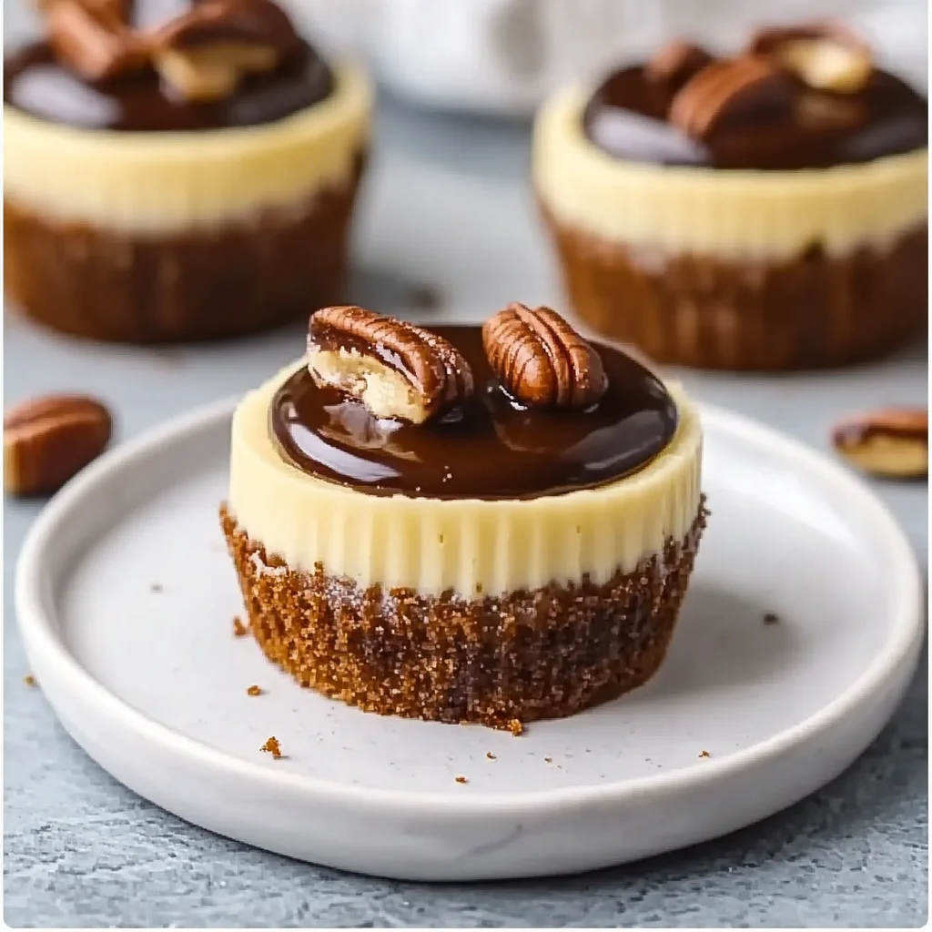 No Bake Mini Turtle Cheesecakes