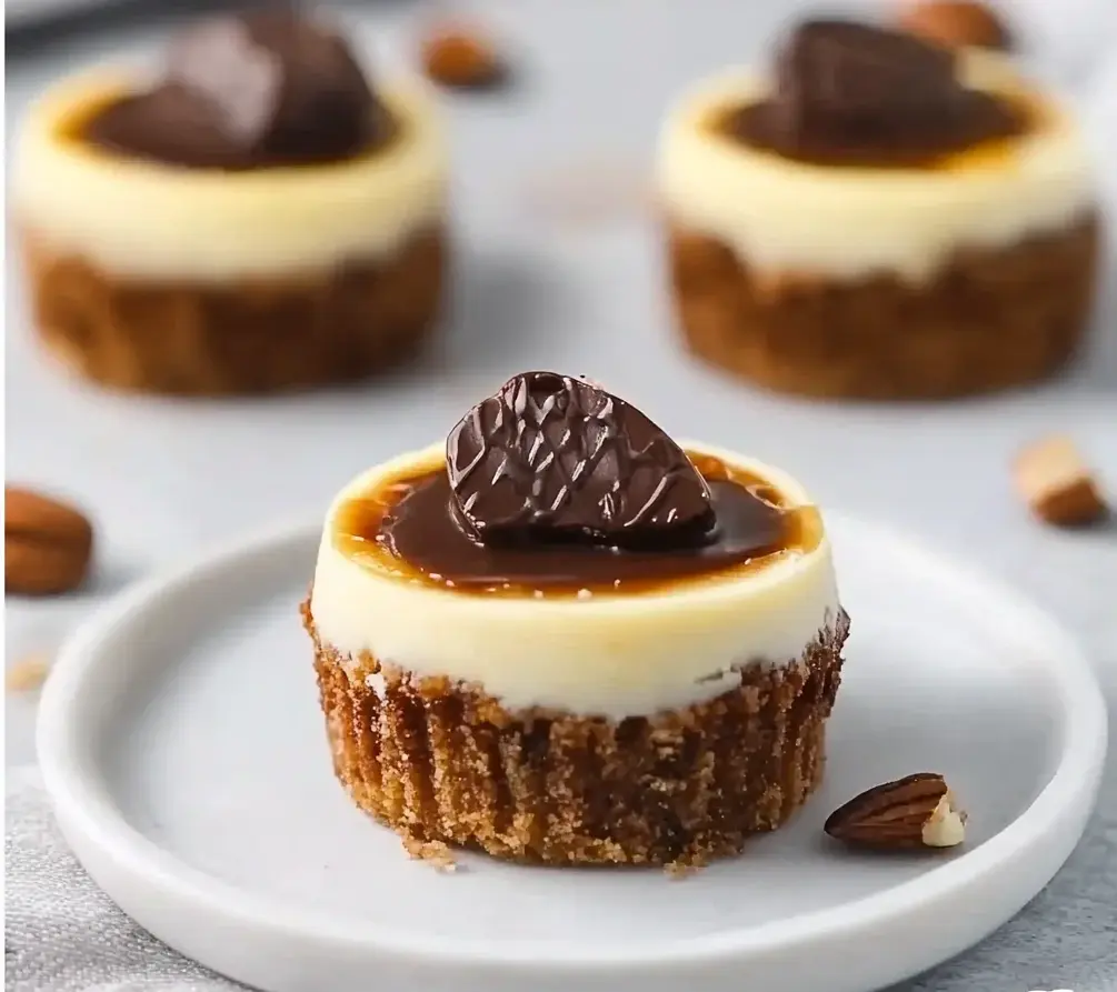 No Bake Mini Turtle Cheesecakes