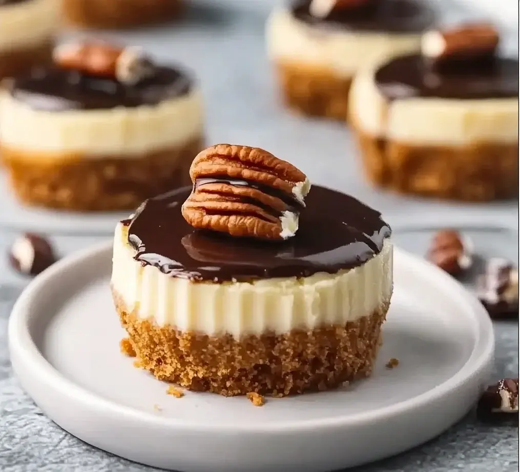 No Bake Mini Turtle Cheesecakes