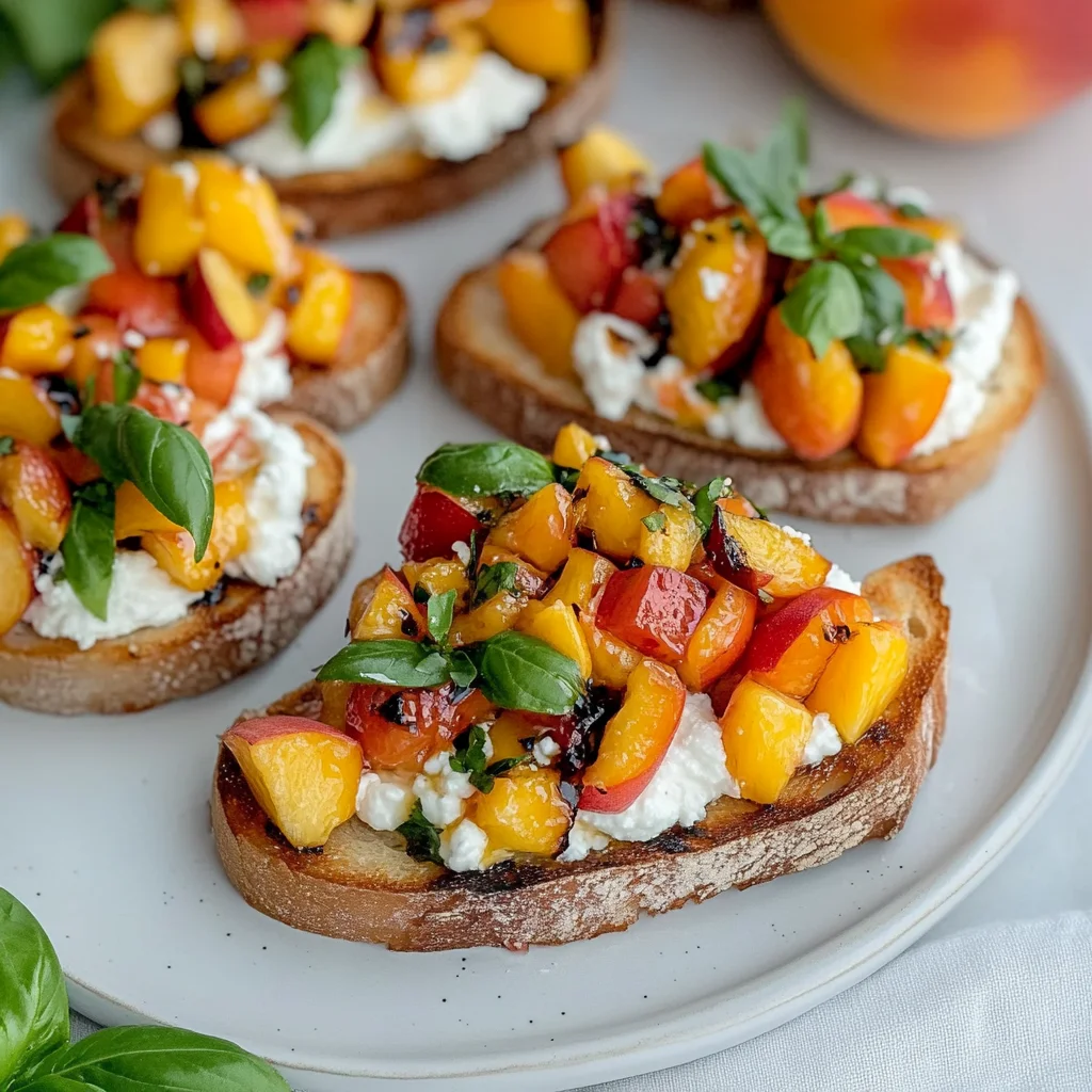 Quick Peach Bruschetta with Whipped Ricotta
