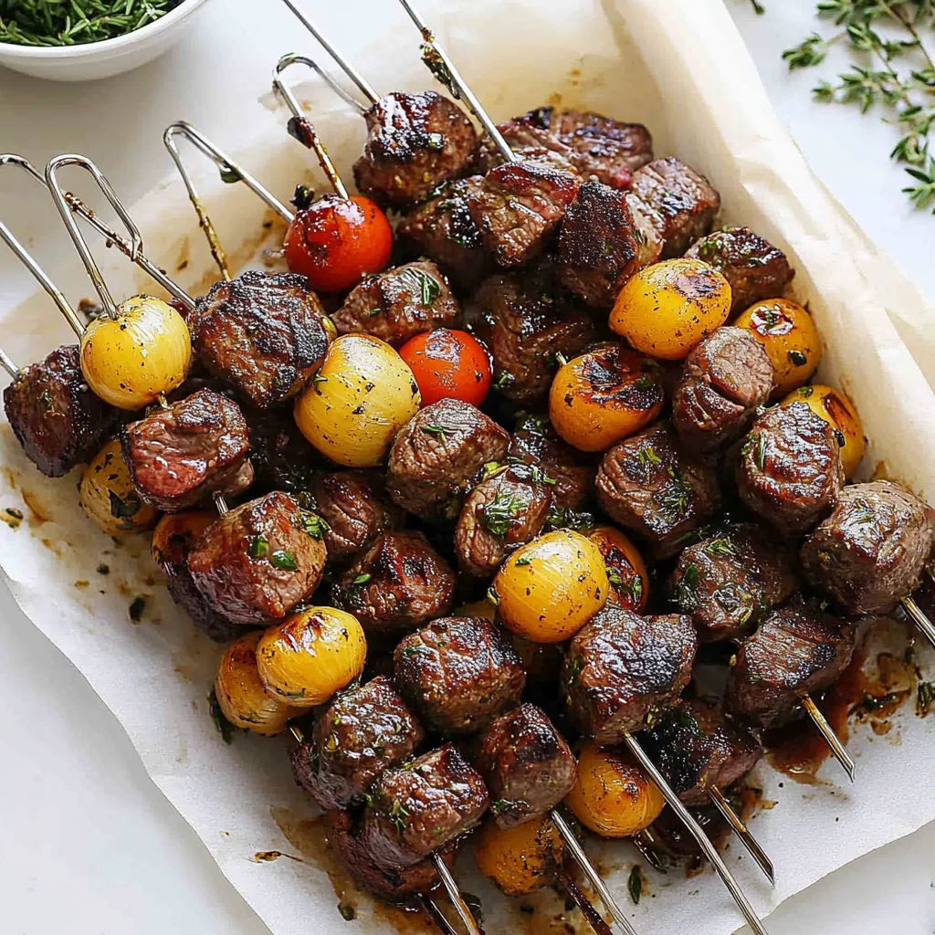 Rosemary Garlic Steak Kebabs