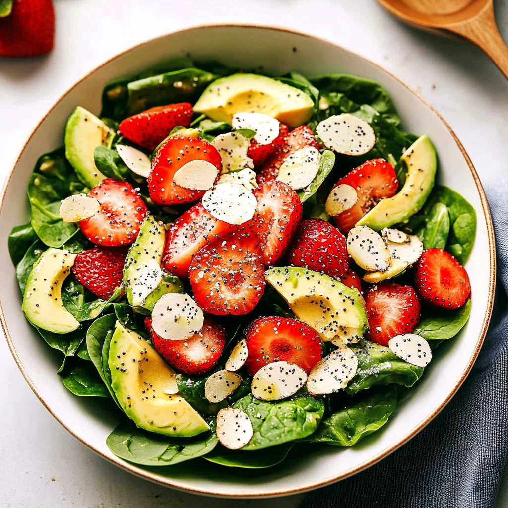 Strawberry Avocado Spinach Salad with Poppyseed Dressing