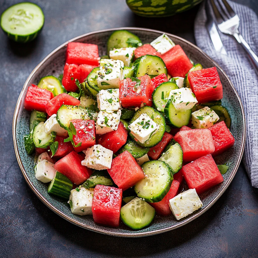 Watermelon Cucumber Salad Recipe