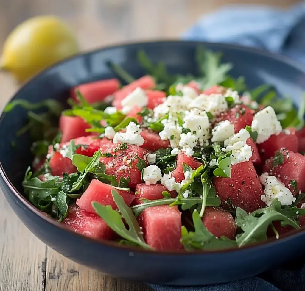 Watermelon Salad with Arugula, Feta, & Fresh Herbs