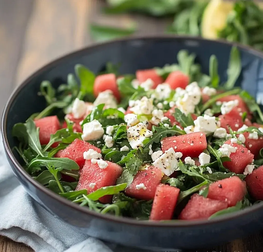 Watermelon Salad with Arugula, Feta, & Fresh Herbs