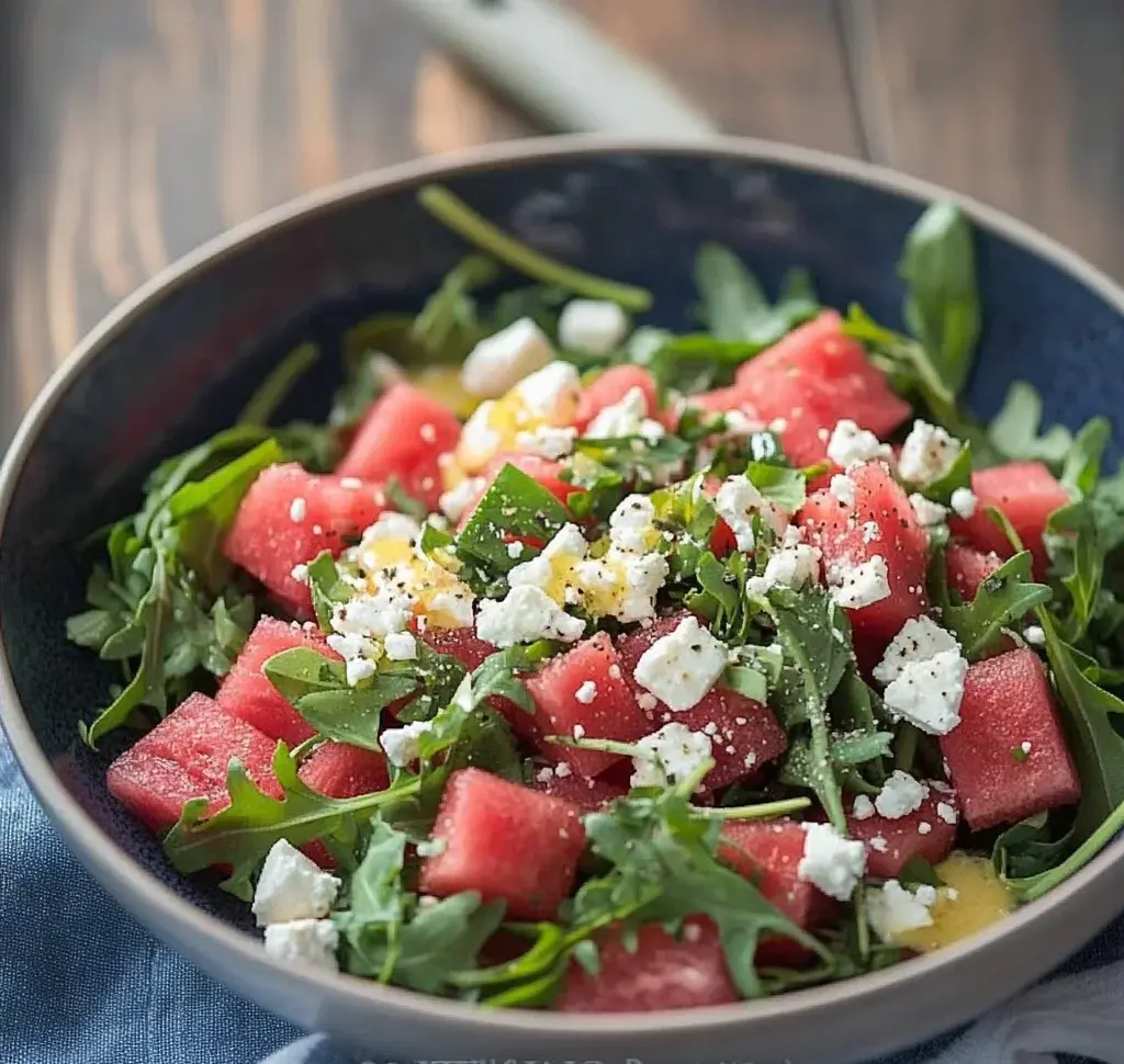 Watermelon Salad with Arugula, Feta, & Fresh Herbs