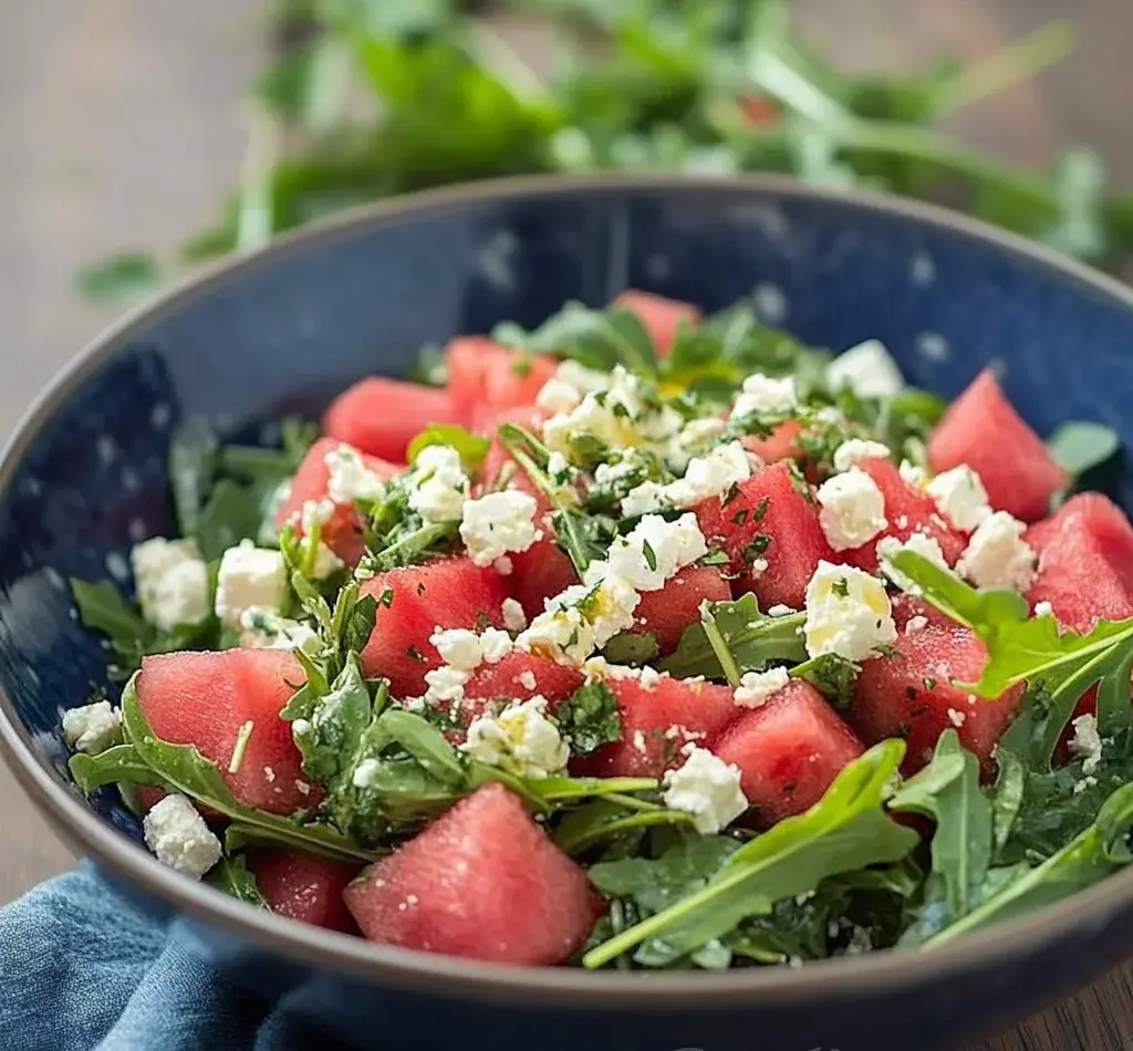 Watermelon Salad with Arugula, Feta, & Fresh Herbs
