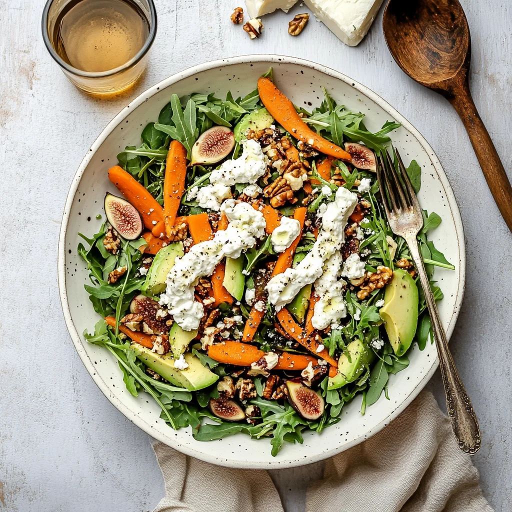 Carrot Arugula Salad with Fig, Goat Cheese & Avocado