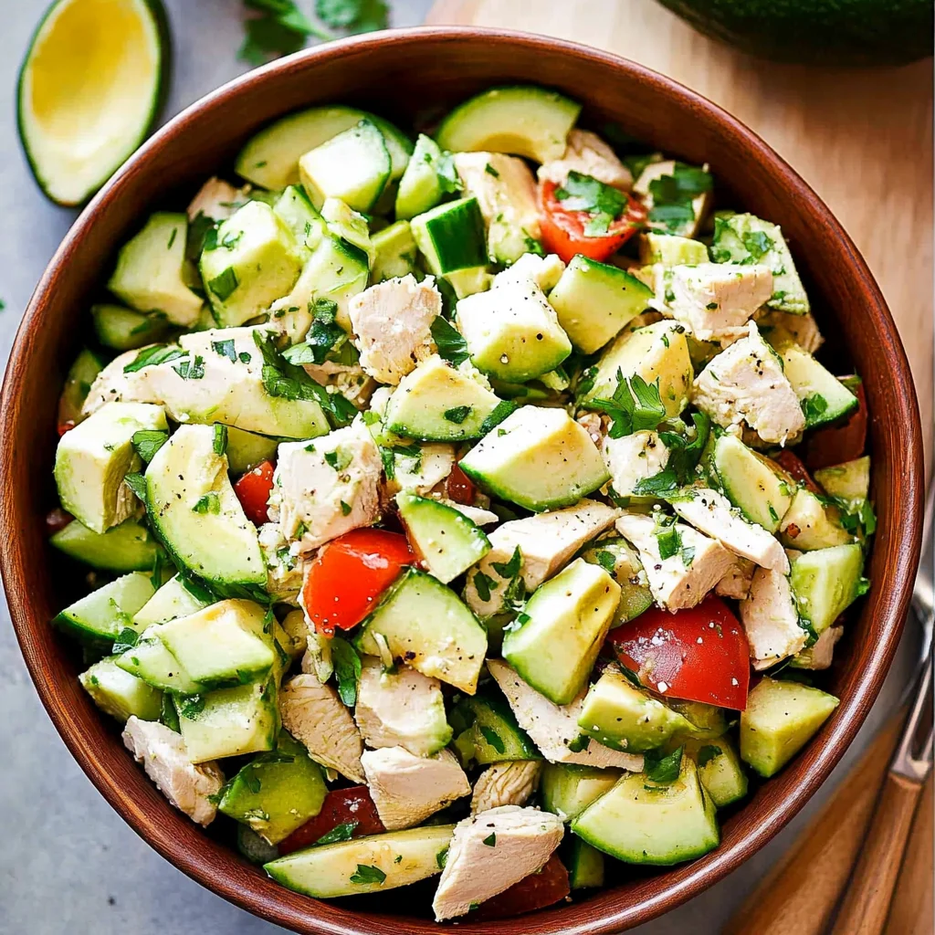 Chicken Cucumber Avocado Salad (NO COOK)