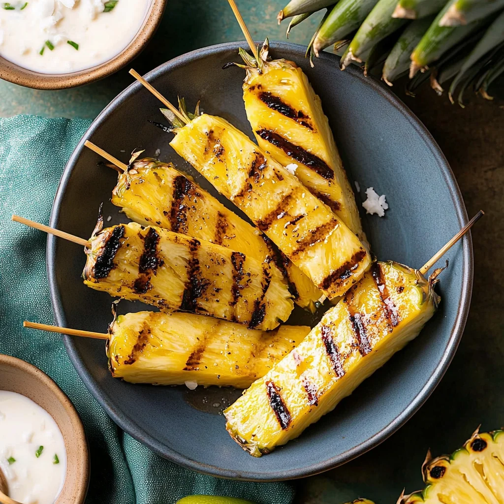 Grilled Pineapple with Coconut Vanilla Extract (Alcohol-Free) Sauce