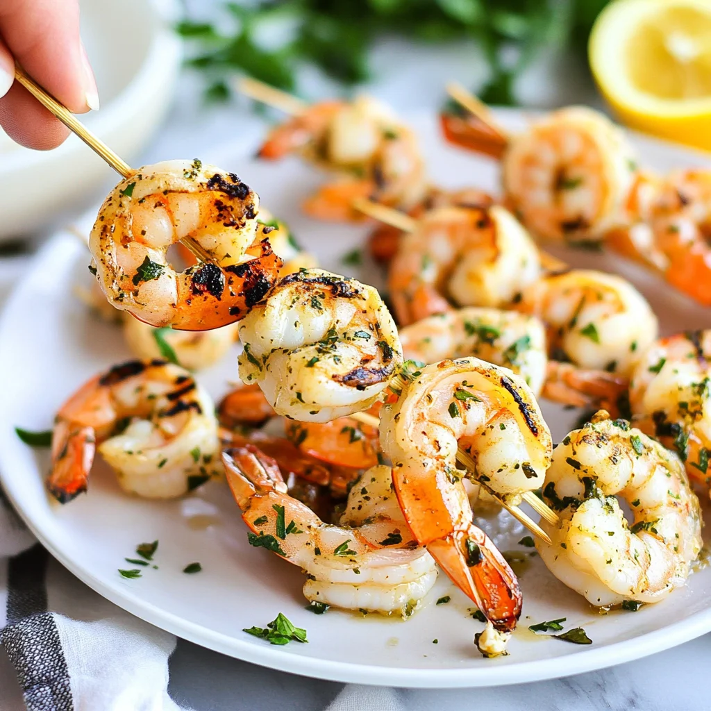 Lemon Garlic Grilled Shrimp Skewers