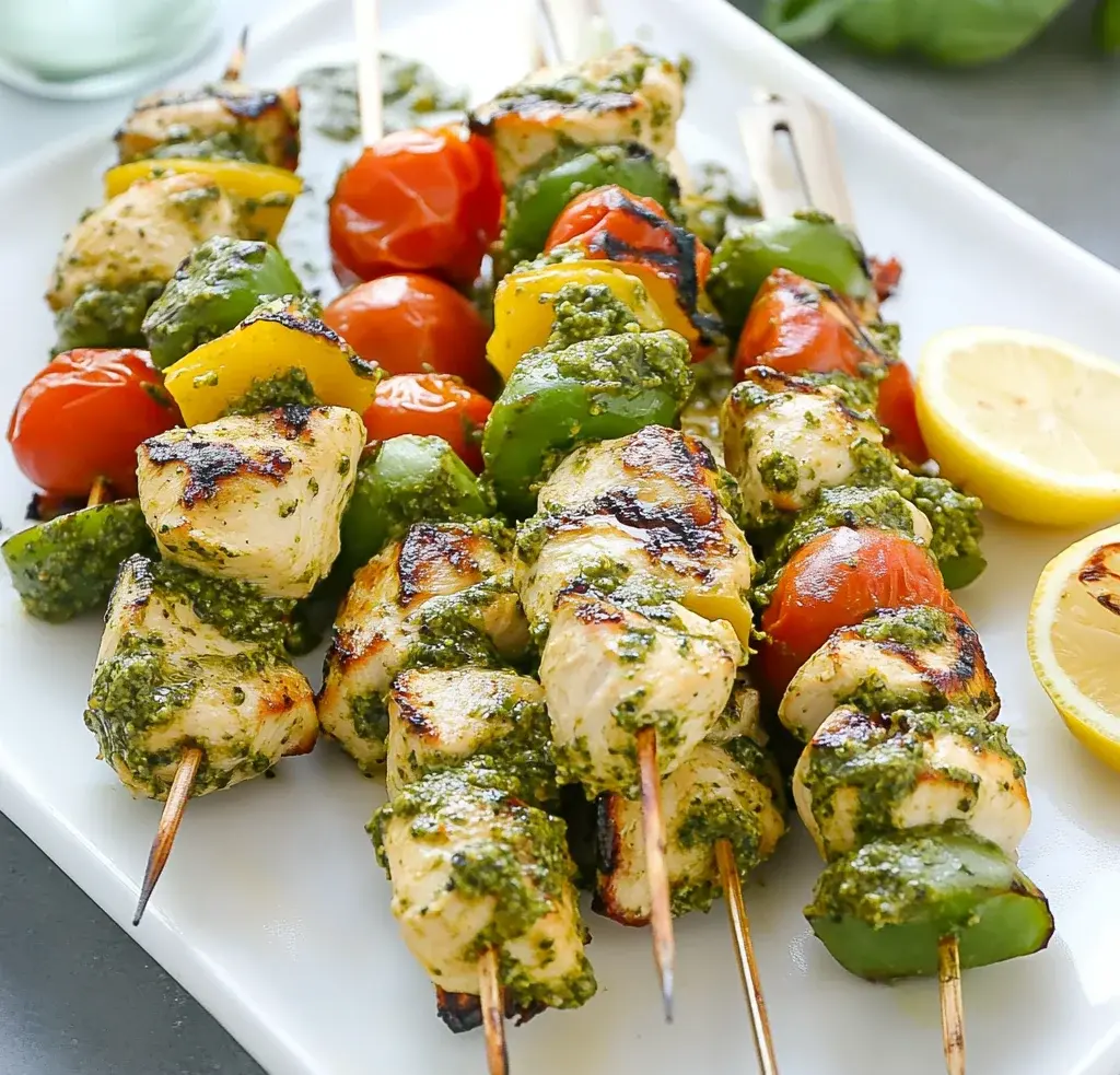 Lemon Pesto Chicken Kabobs