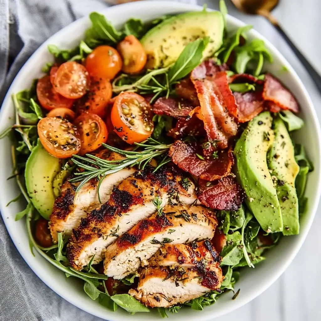 Rosemary Chicken, Turkey Bacon and Avocado Salad