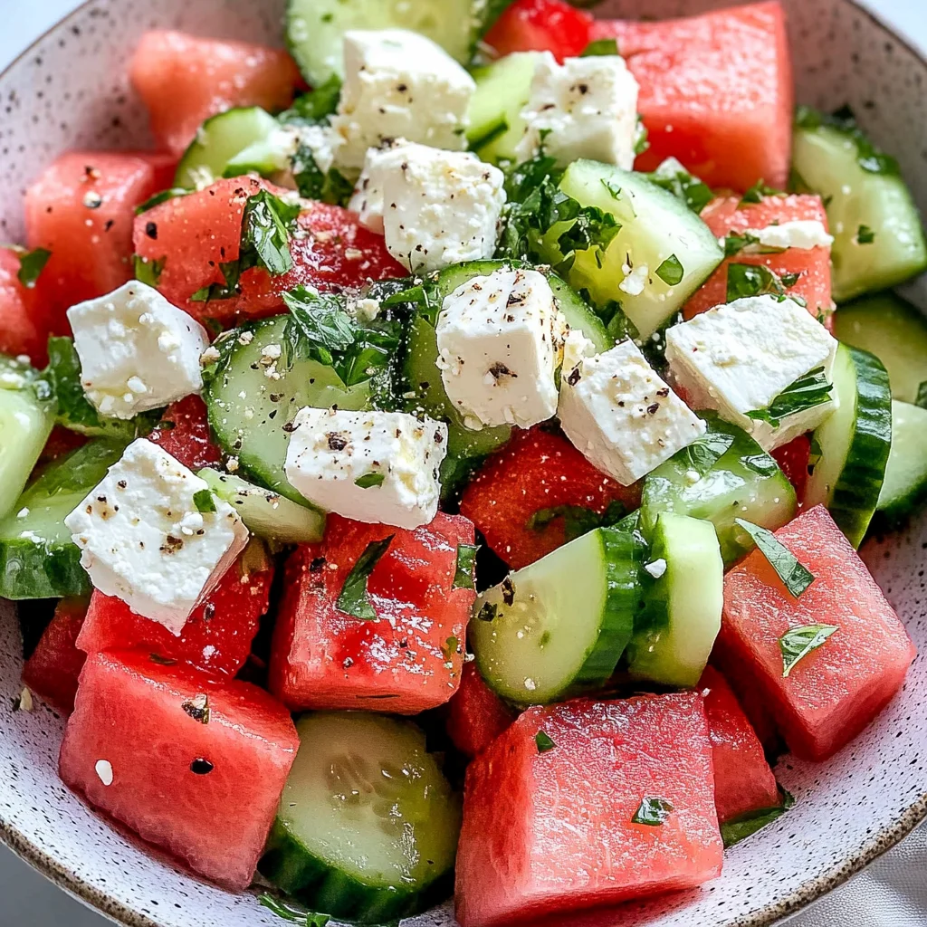 SIMPLE Watermelon + Cucumber + Feta Salad