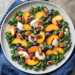 Summer Kale Salad with Peaches and Candied Pecans