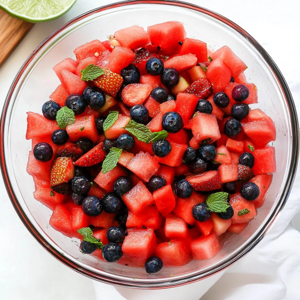 Watermelon Fruit Salad with Lime Mint Dressing