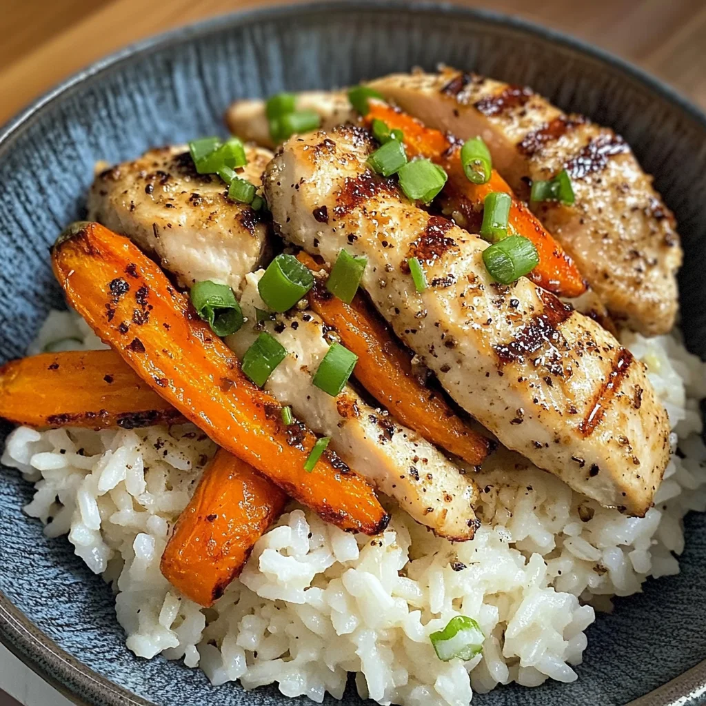 Garlic Butter Chicken Bowl with Roasted Carrots & Rice