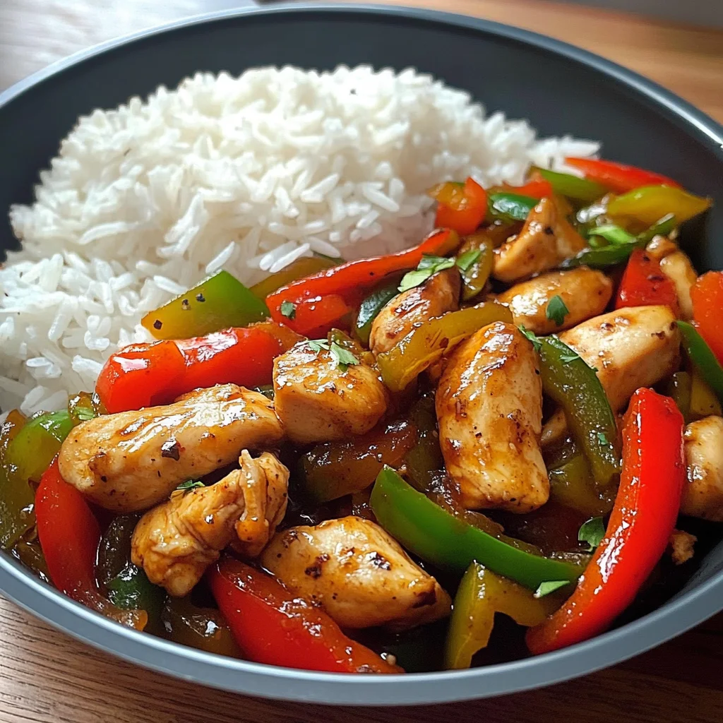 Pepper Chicken Stir-Fry with Fluffy Rice