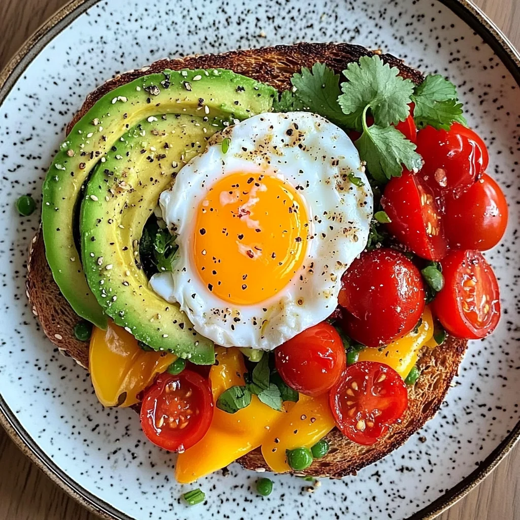 Poached Egg & Avocado Brunch Plate with Roasted Peppers