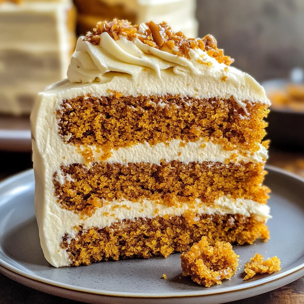 Pumpkin Toffee Crunch Cake with Cinnamon Cream Cheese Buttercream