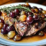 Slow-Roasted Lamb Shoulder with Rosemary, Garlic Cream & Caramelized Grapes