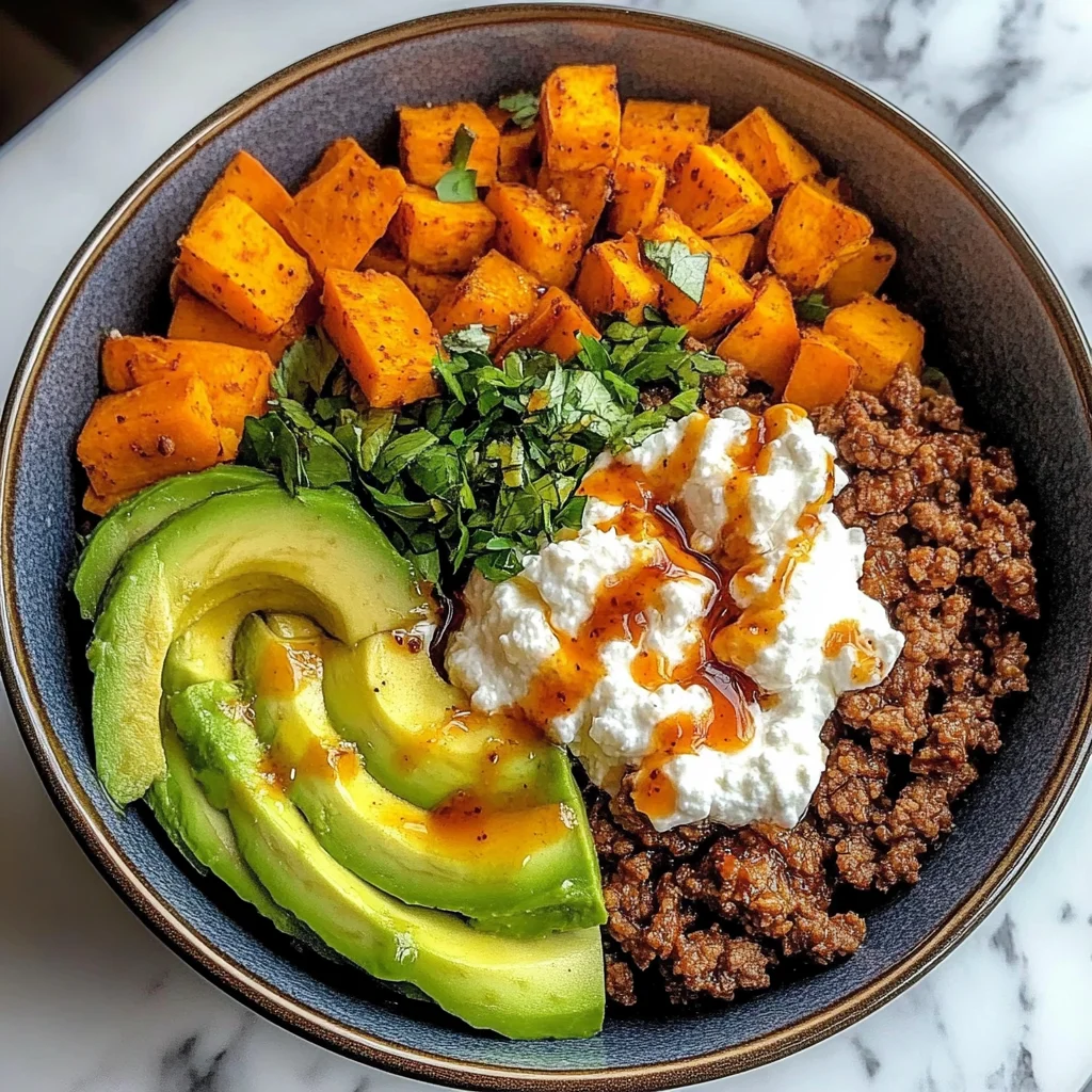 Sweet Potato & Ground Beef Protein Bowl with Cottage Cheese