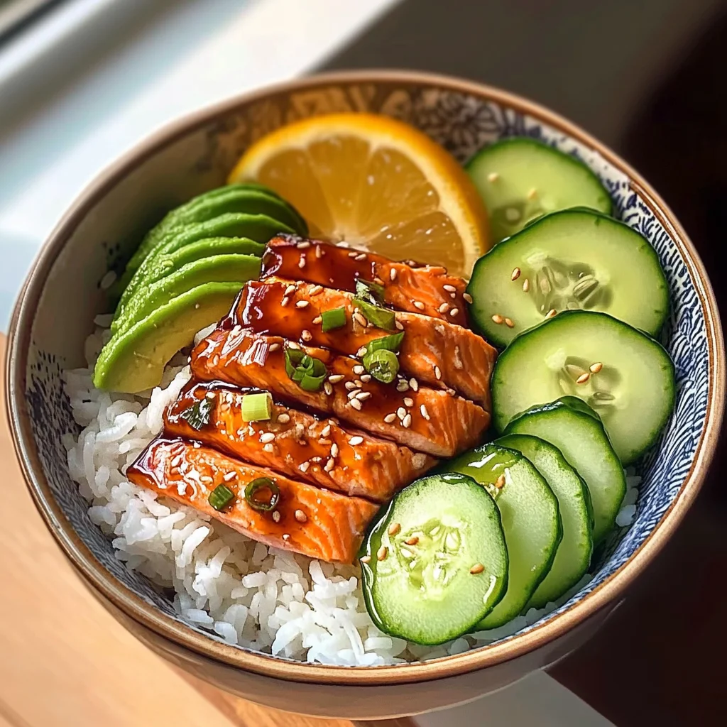 Teriyaki Salmon Bowl with Avocado & Cucumber
