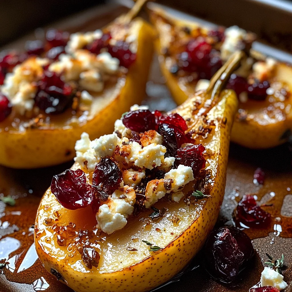 Baked Pears Feta Honey Cranberries