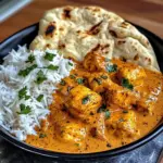 Butter Chicken with Coriander, Rice, and Naan