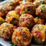 Cheesy Rotel Sausage Balls
