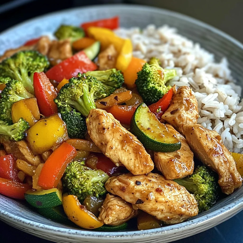 Chicken Veggie Stir-Fry with Brown Rice Bowl