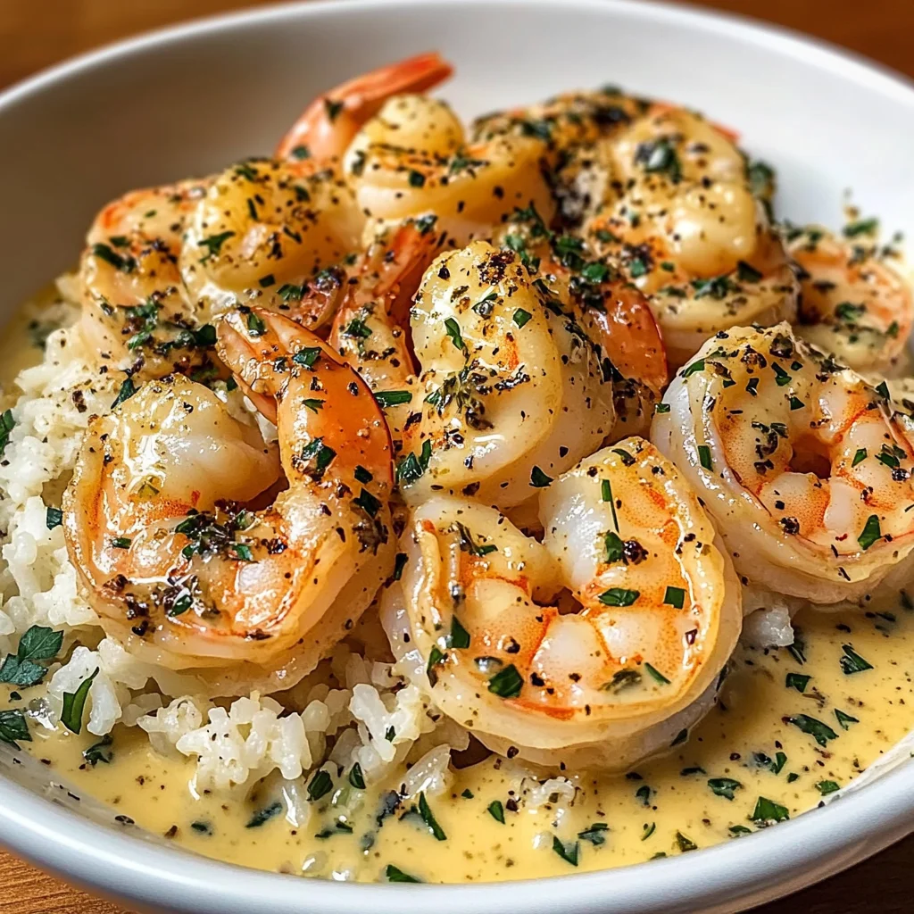Creamy Garlic Butter Shrimp Bowl with Herb Rice