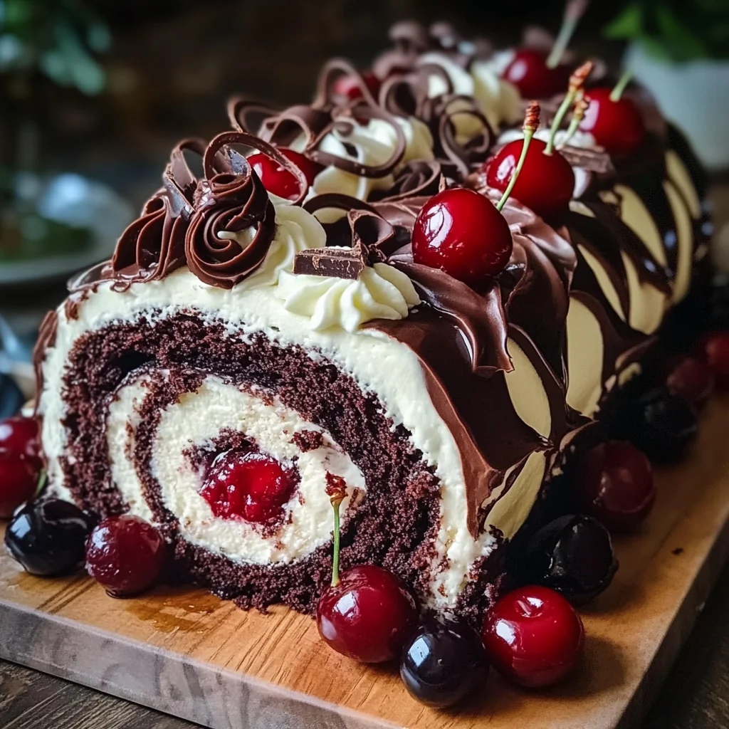 Elegant Black Forest Cake Roll