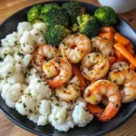 Garlic Butter Shrimp with Steamed Rice & Mixed Vegetables
