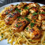 Golden Garlic Butter Chicken with Creamy Linguine