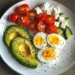 Mediterranean Breakfast Plate with Eggs, Feta & Avocado