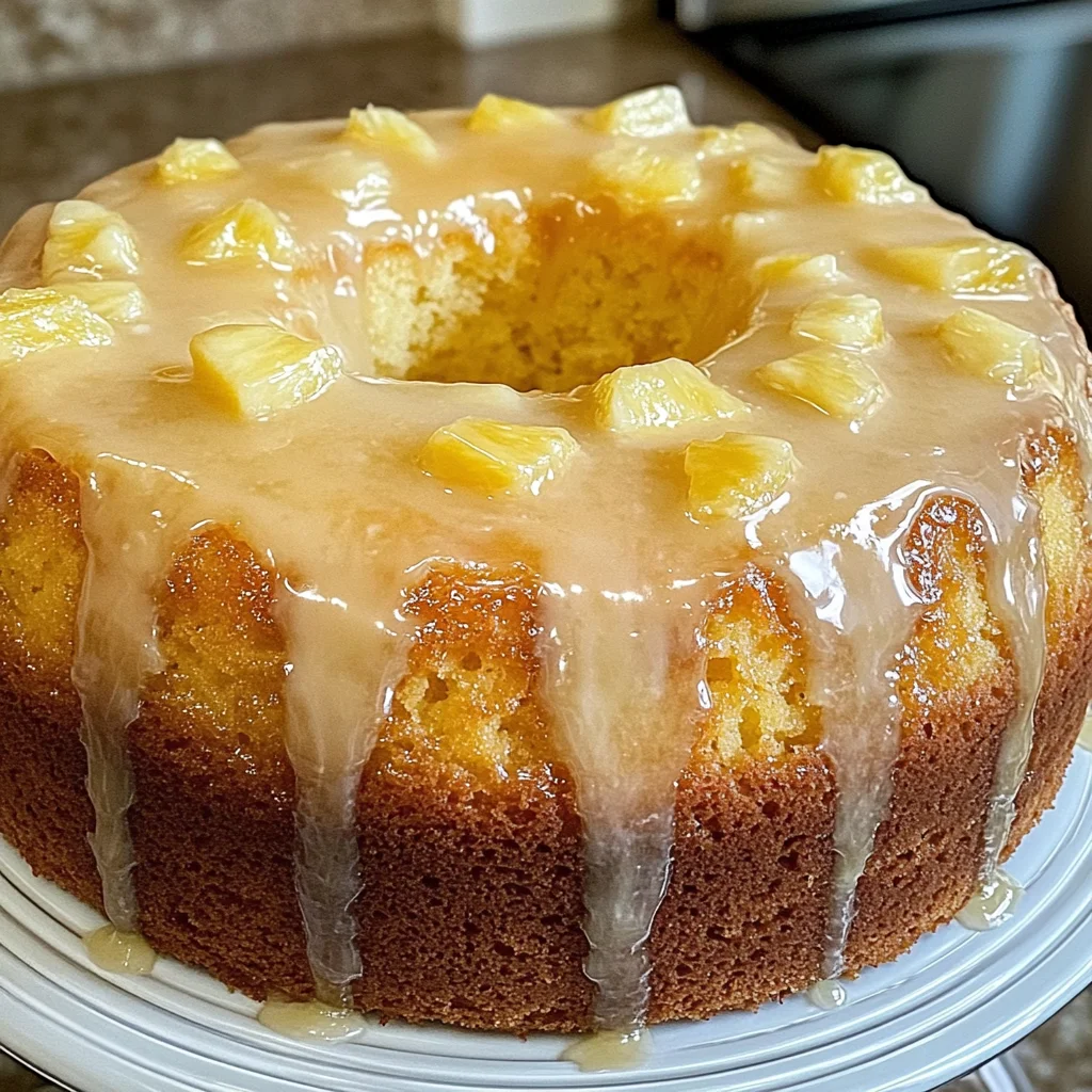 Pineapple Cream Cheese Pound Cake with Pineapple Glaze