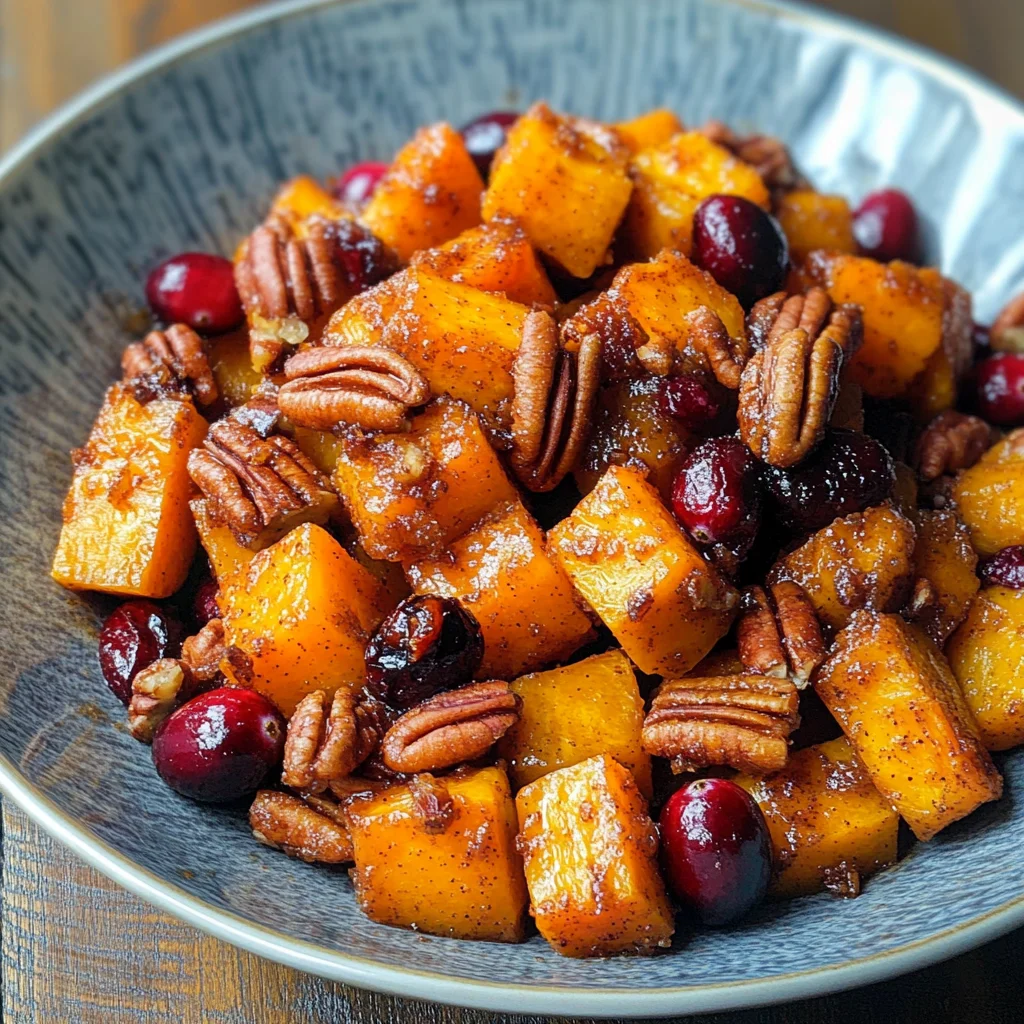 Roasted Butternut Squash with Cranberries and Pecans