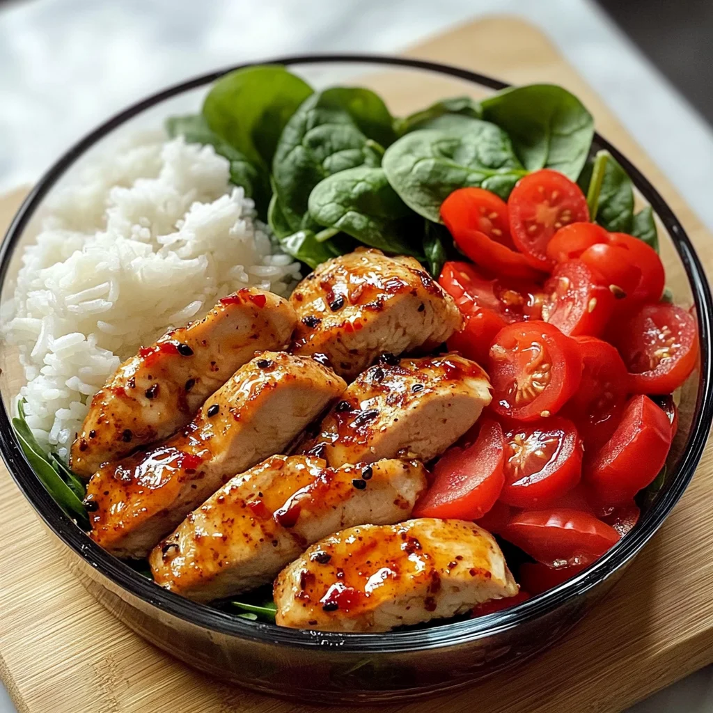 Spicy Honey Garlic Chicken Meal Prep Bowl