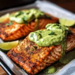 Baked Cajun Salmon With Avocado Lime Sauce