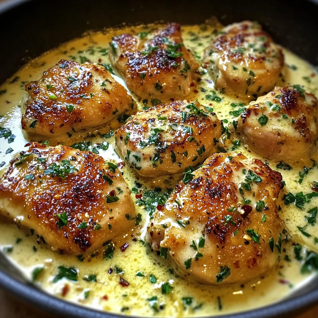 Bobby Flay Chicken Thighs with Creamy Garlic Sauce