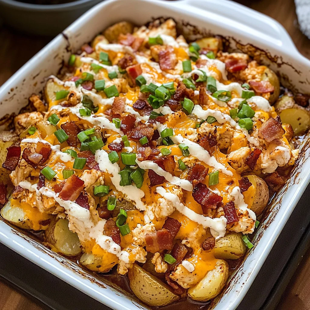 Buffalo Chicken Roasted Potato Bake