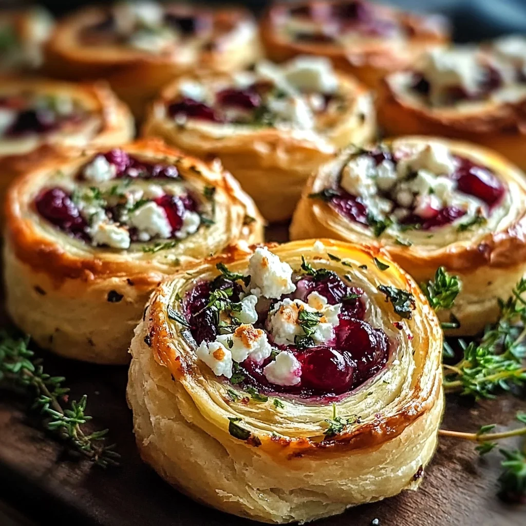 Cranberry Cream Cheese Pinwheels with Feta & Herbs