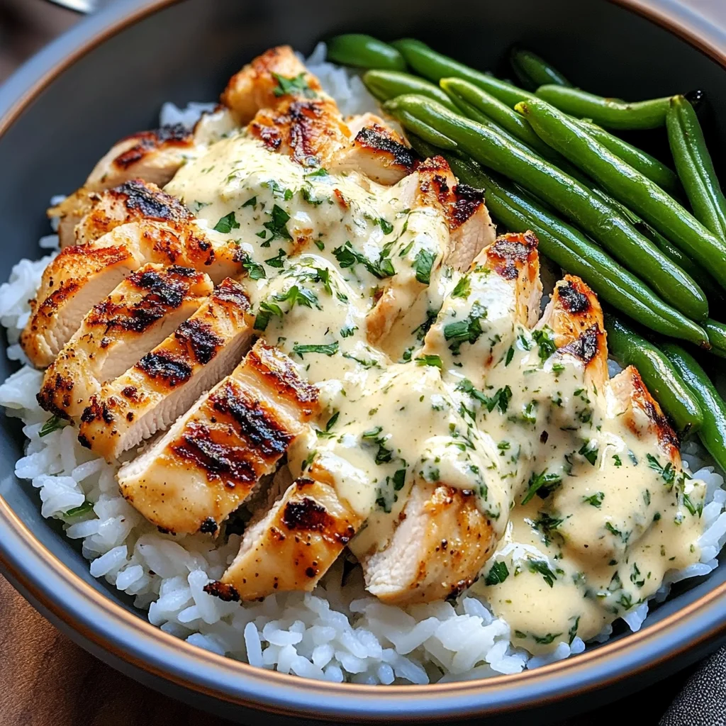 Creamy Herb Chicken Rice Bowl with Green Beans