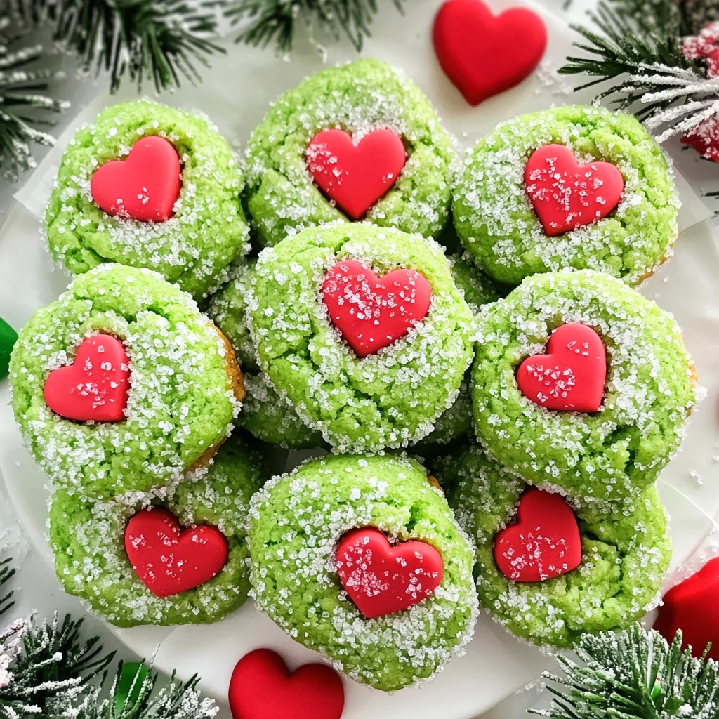 Grinch Heart Cake Mix Cookies